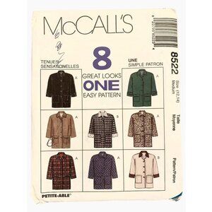 McCall's 8522 Pattern Women's Lined Jacket Loose Uncut Size 12 14